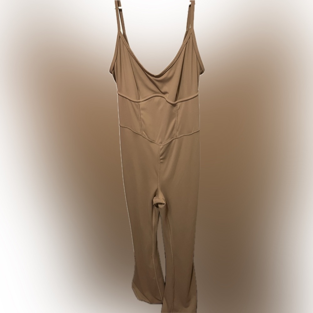 JoyLab Taupe Beige Spaghetti Strap Active Bodysuit (Size M)